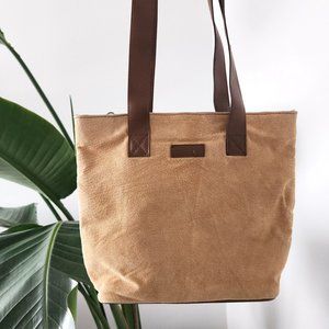 Vintage Y2K‎ Faux Leather Mini Tote Bag Brown Tan Handbag Shoulder Purse Boho